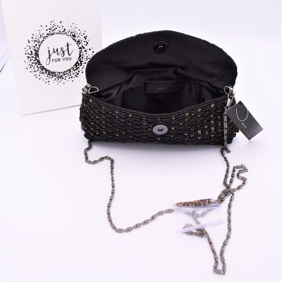 BLACK & TRI-GOLD BEADED EVENING BAG - Picture 2 of 5